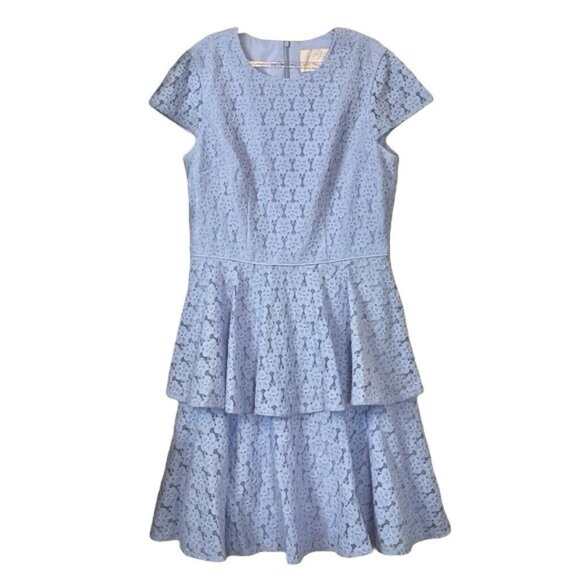 Gal Meets Glam Daisy Lace Tiered Ruffle Cocktail Dress Periwinkle Blue Size 6 - Picture 7 of 7